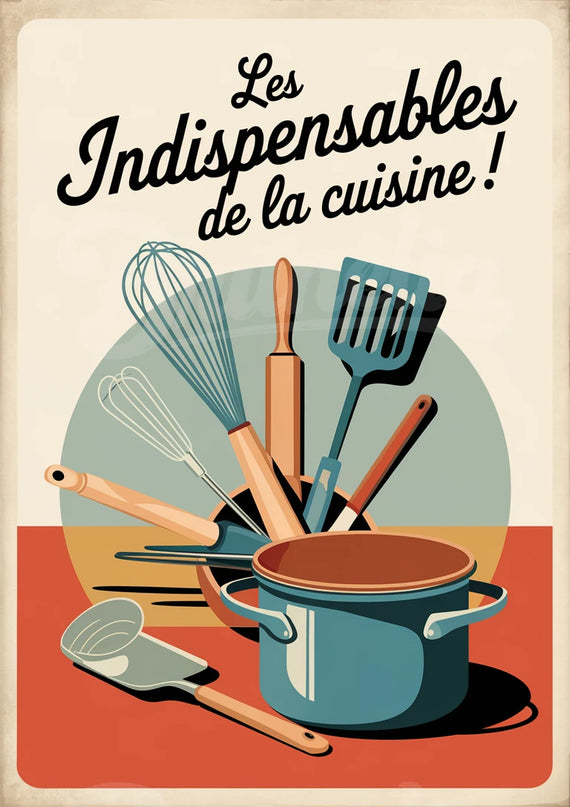 affiche vintage ustensiles de cuisine