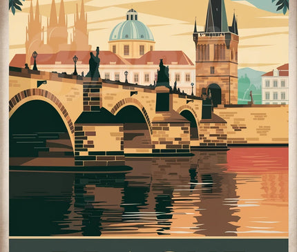 Affiche ambiance bohème Prague rétro 1
