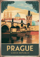 Affiche Prague pont Charles style rétro années 1930