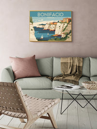Affiche Bonifacio Corse bord de mer et falaises blanches