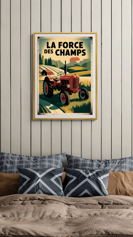 Affiche tracteur champêtre vintage