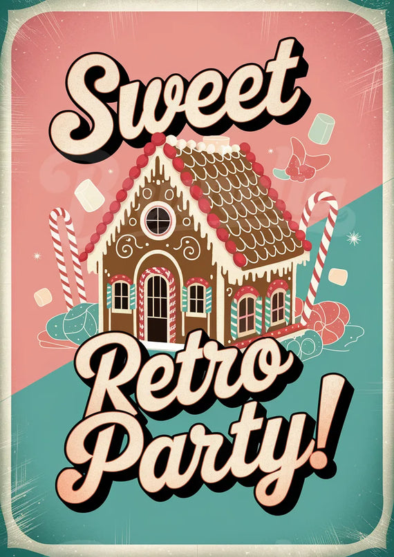 Affiche ambiance sucrée fête rétro
