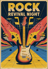 Affiche Revival Night guitare électrique rétro Rock